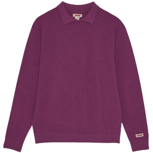 Baracuta Chemises pour hommes - Rice Stitch Ls Polo Knit Rice Stitch Knit - Bordeaux