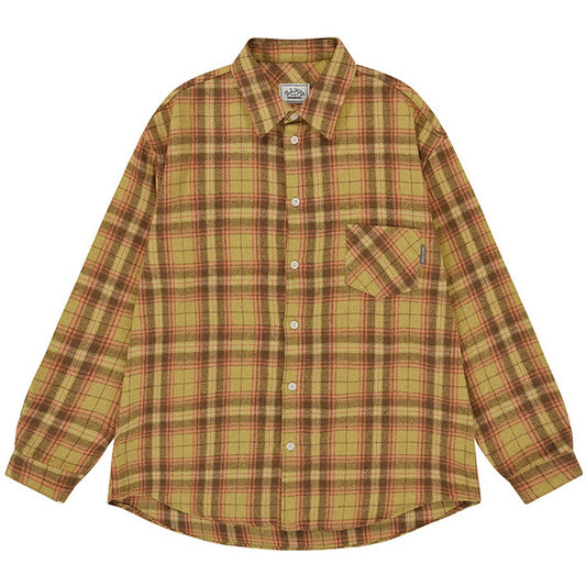 Chemises casual unisexe KAPPY DESIGN - Country Check Shirt - Jaune