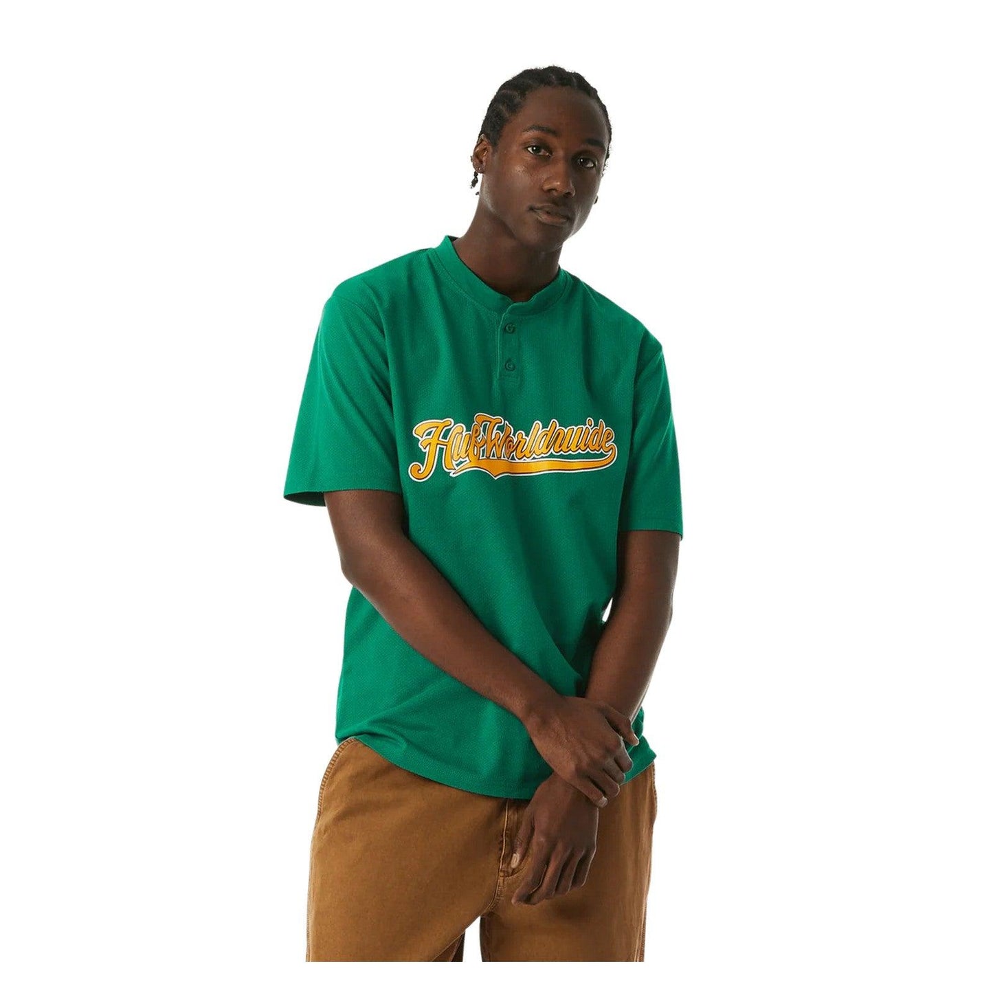 Camicie casual Uomo Huf - Harlan Baseball Henley - Verde