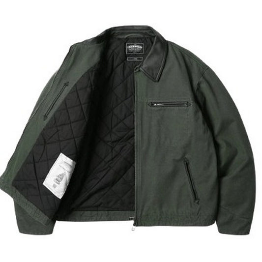 Frizmworks Vestes pour hommes - Veste de travail détruite en toile épaisse - Vert