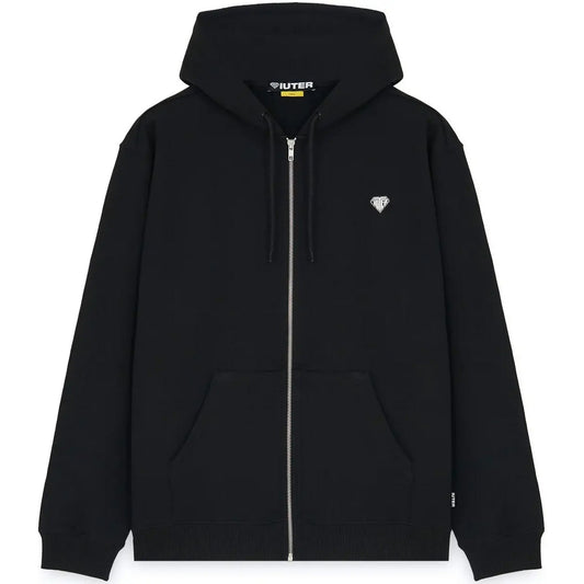 Iuter Herren-Kapuzenpullover – Heart Logo Zip Hoodie – Schwarz