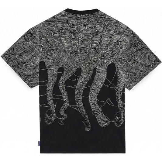 T-shirt Uomo Octopus - Octopus Cobweb Tee by Luca Devinu - Nero