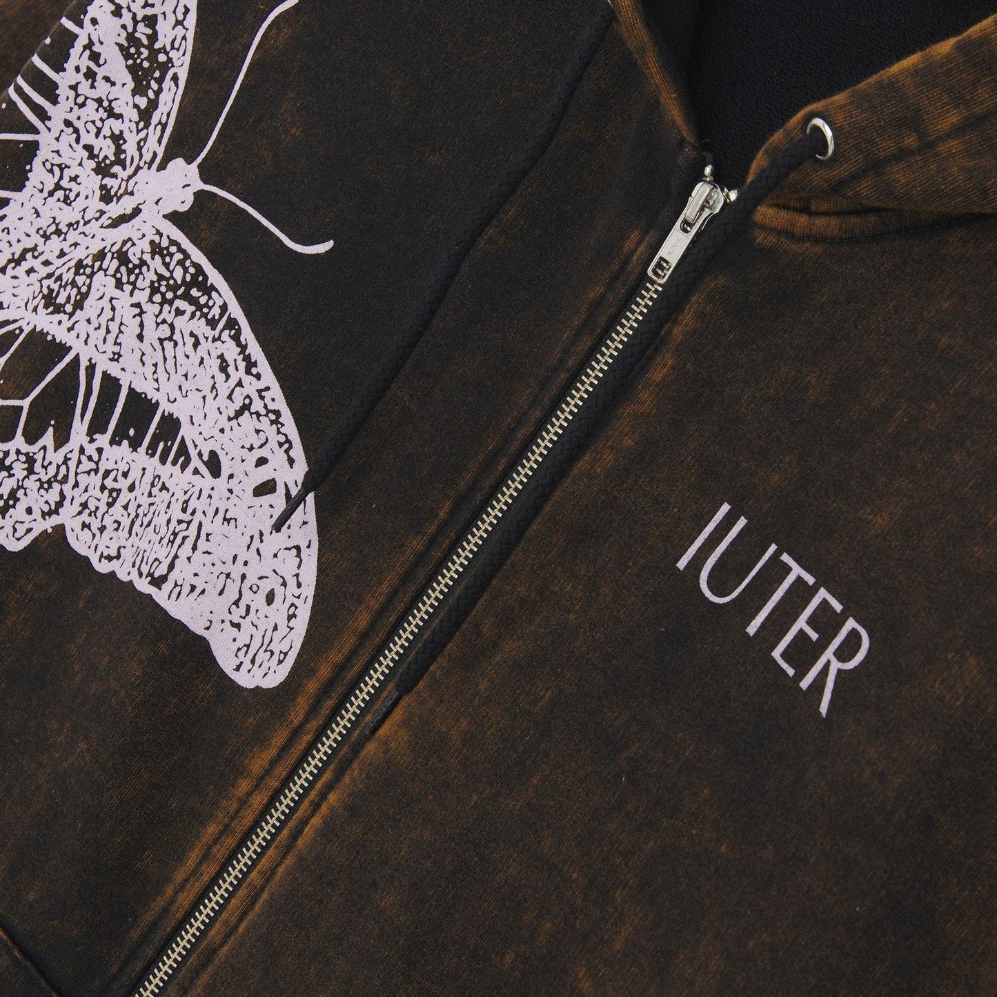 Felpe con cappuccio Uomo Iuter - Butterfly Marble Zip Hoodie - Nero