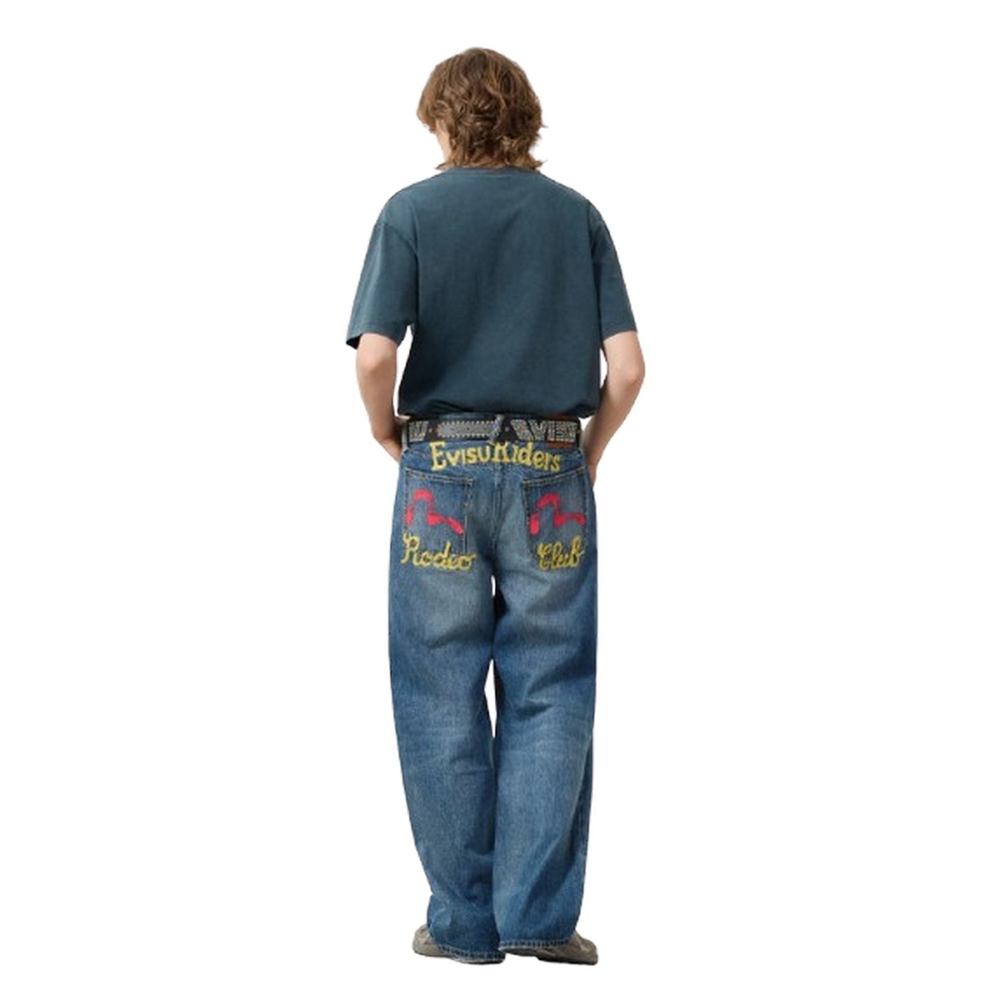 Jeans Uomo Evisu - Ej Heavy Washed And Distressed 5P Jeans - Blu