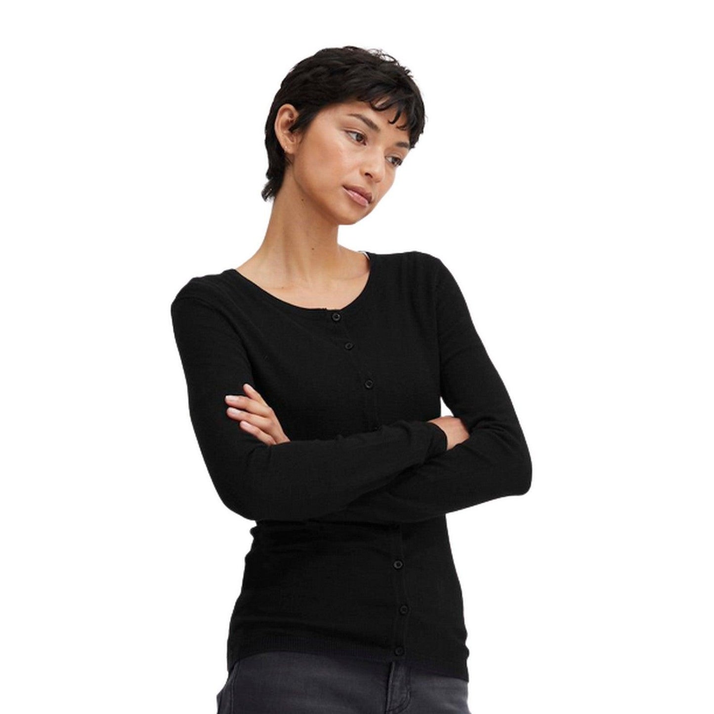 Cardigan Donna Ichi - Ihmafa Round Ca - Nero