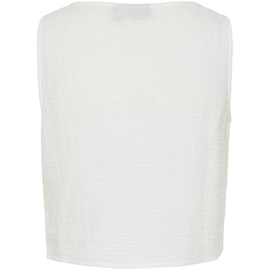 Canotte e top Donna Pieces - Pcsastina Sl Cropped Top Wvn Bc - Bianco