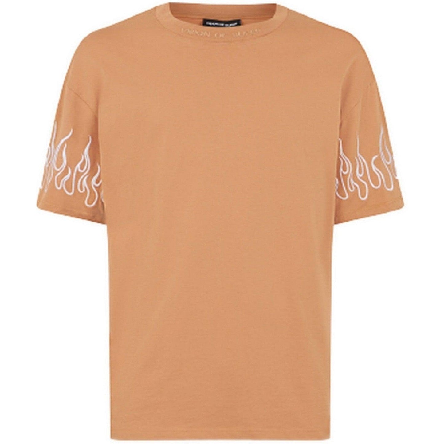 Wizja super męskiej koszulki - Terakotowa koszulka z haftowanym płomieniem - Brązowa