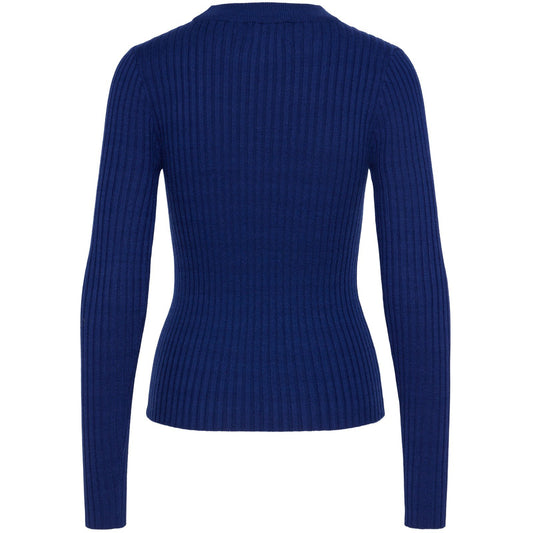 Pieces Damenpullover - Pccrista Ls O-Neck Knit Noos Bc - Blau