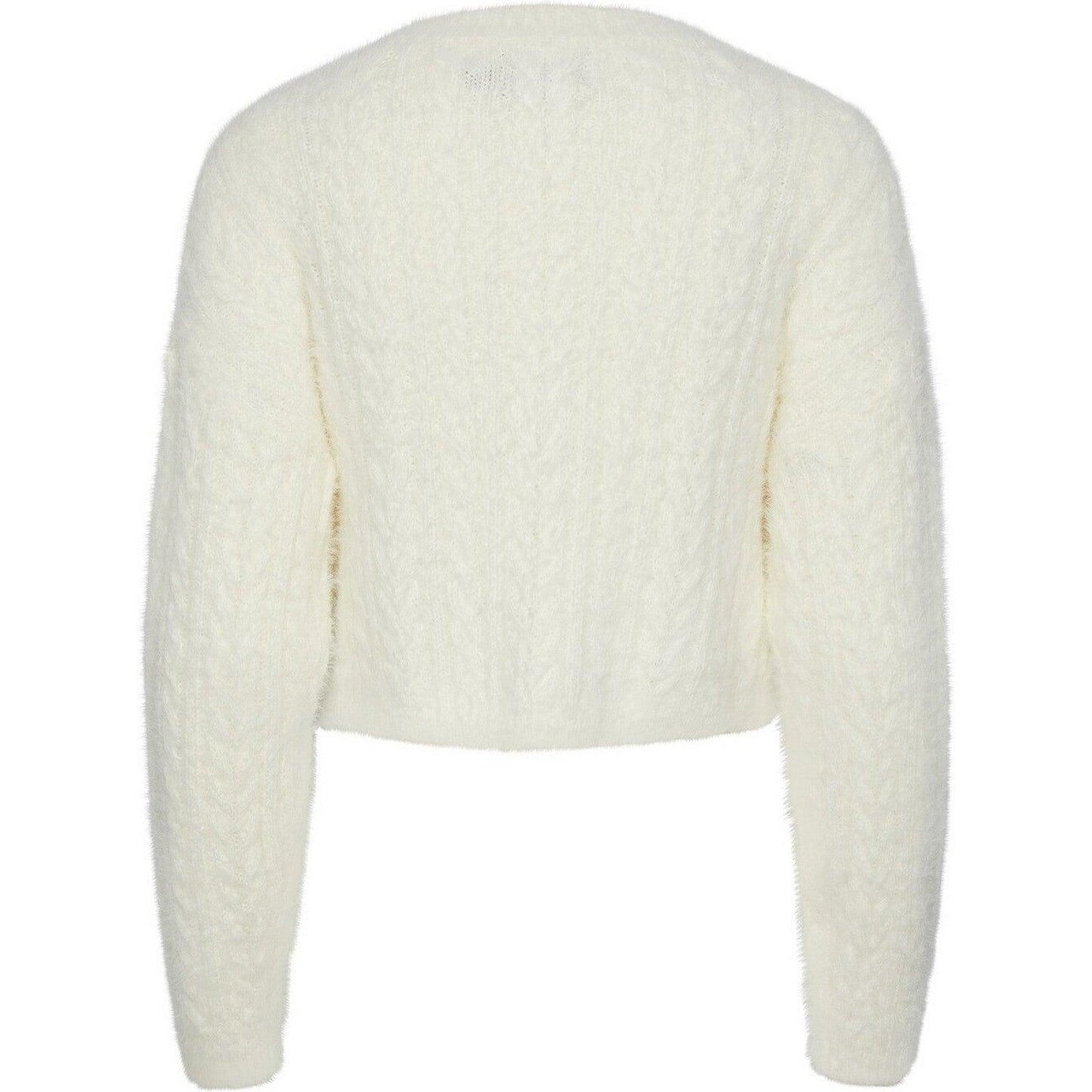 Maglie Donna Pieces - Pcjo Ls O-Neck Cropped Knit - Bianco