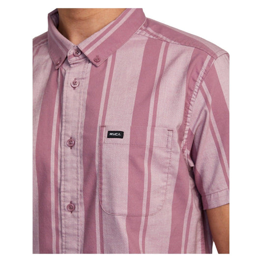 RVCA Men's Casual Shirts - Thatll Do Stretch Stripe Ss - Lavender