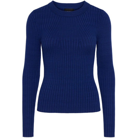 Pieces Damenpullover - Pccrista Ls O-Neck Knit Noos Bc - Blau