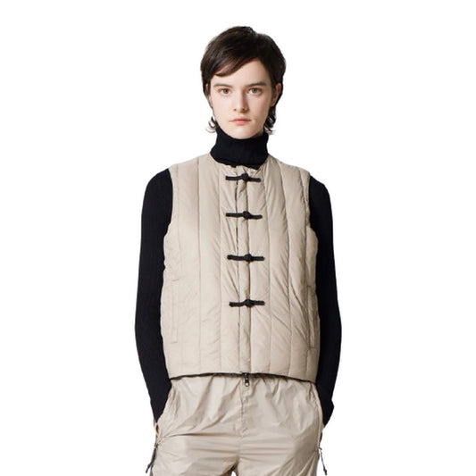 Chaleco unisex Taion - Chaleco interior reversible con botones de China - Beige