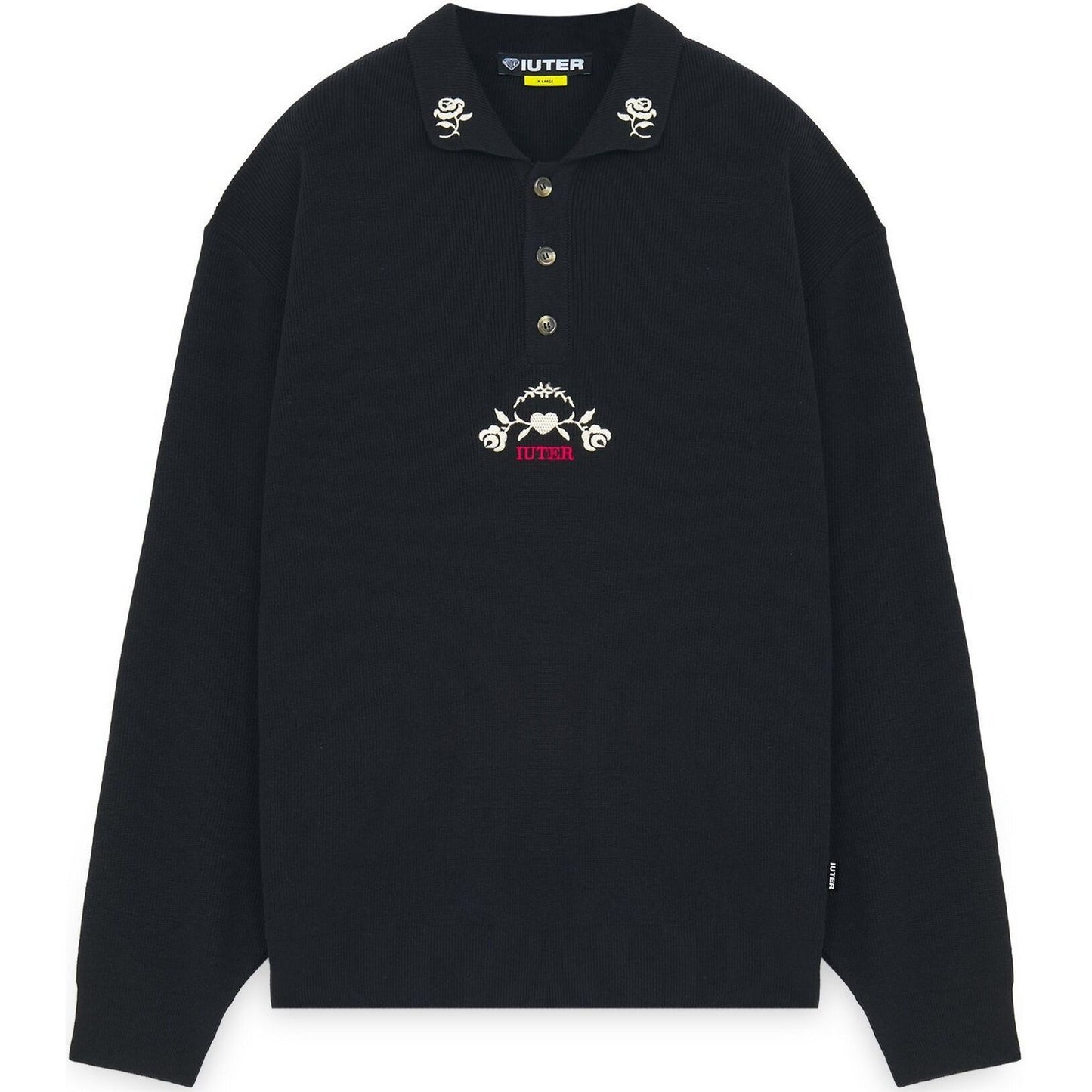 Maglie a manica lunga Uomo Iuter - Floral Knit Polo - Nero