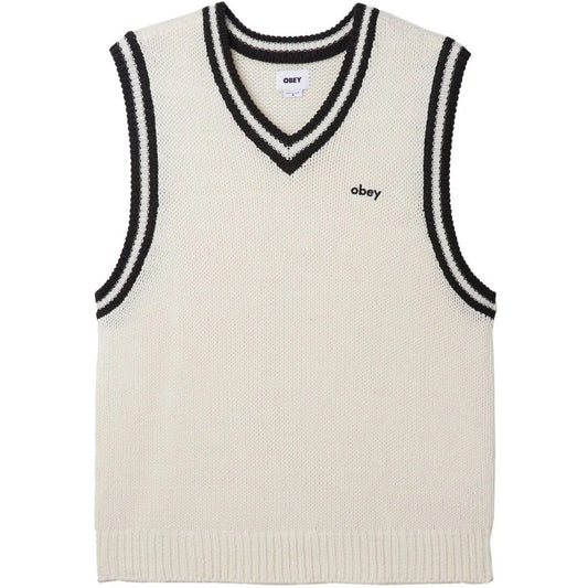 Kamizelka męska Obey - Kamizelka sweterkowa Obey Alden - kremowa