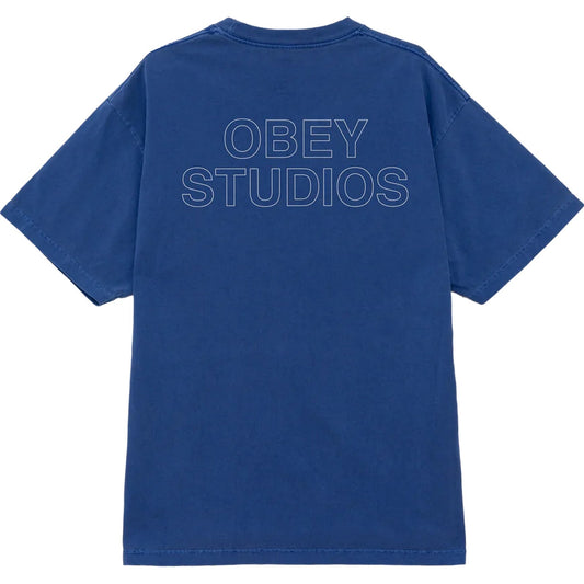 T-shirt Uomo Obey - Obey Studios Outline Tee - Blu