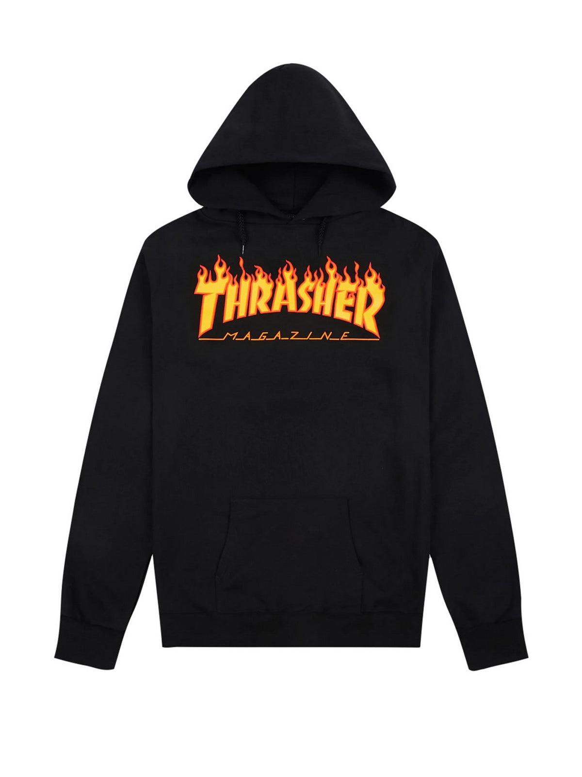 Sweats à capuche Thrasher unisexe pour garçons - KIDS THRASHER Flame Youth Hood - Noir
