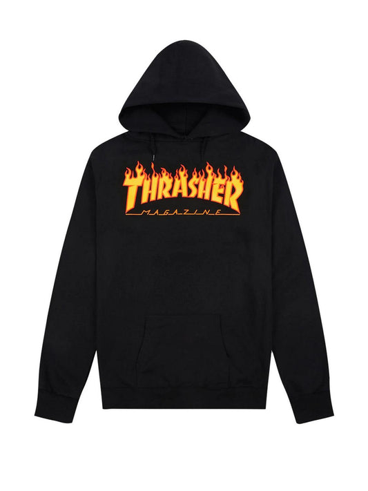 Sweats à capuche Thrasher unisexe pour garçons - KIDS THRASHER Flame Youth Hood - Noir