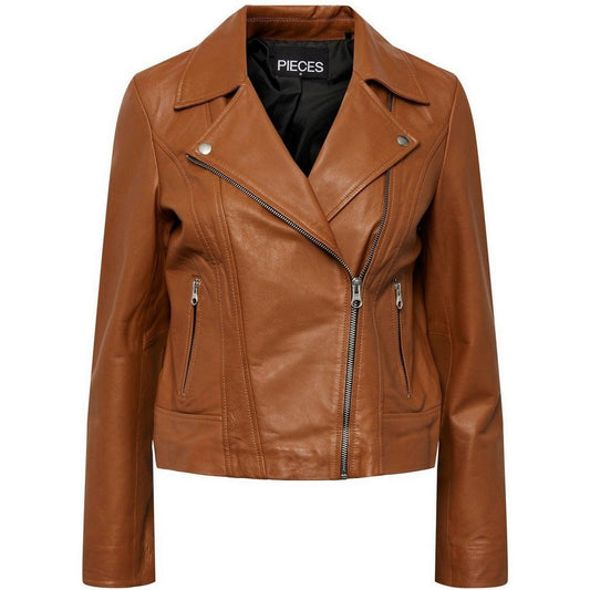 Pieces Damenjacken - Pcsusse Leather Jacket Noos - Braun