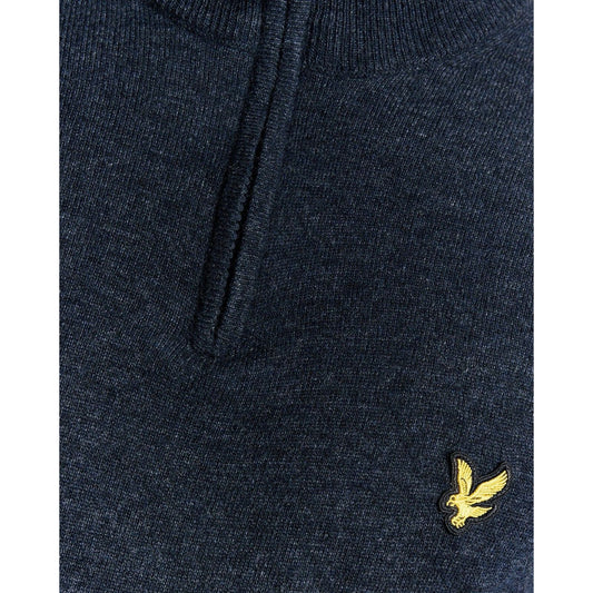 Camisas de manga larga para hombre Lyle & Scott - Mezcla de lana de cordero con cremallera de un cuarto - Azul