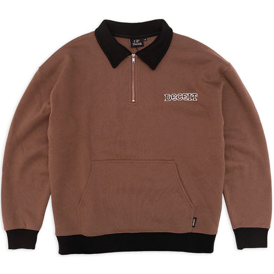 Camisas de manga larga para hombre Deceit - D-Snake Sweat Halfzip - Marrón