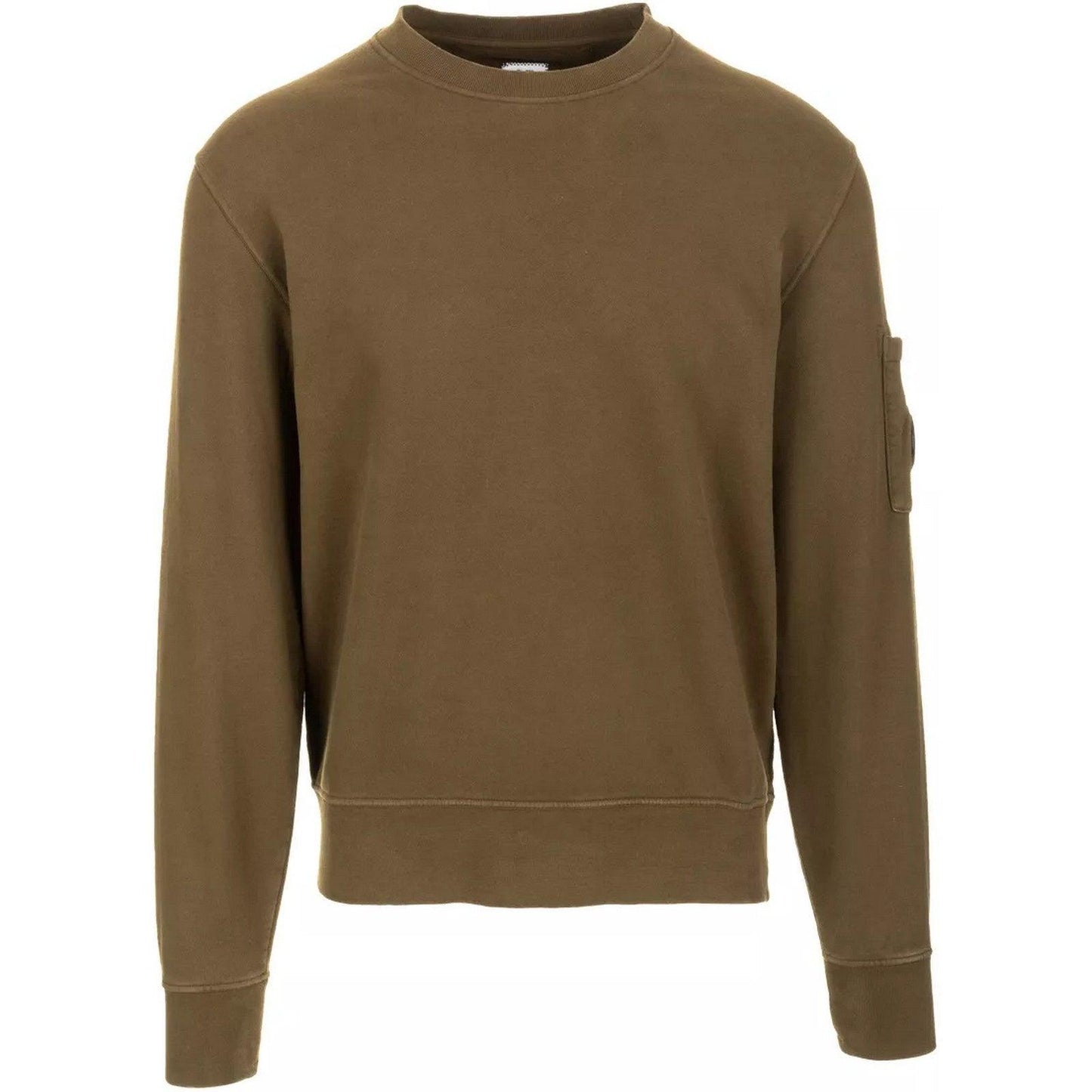 Felpe senza cappuccio Uomo C.P. Company - Brushed & Emerized Diagonal Fleece Lens Sweatshirt - Verde