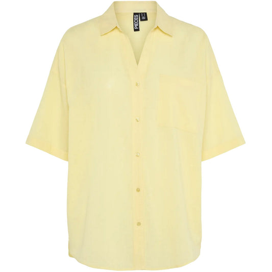 Pieces Damen-Hemden – Pcsatinka 2/4 Shirt Wvn – Gelb