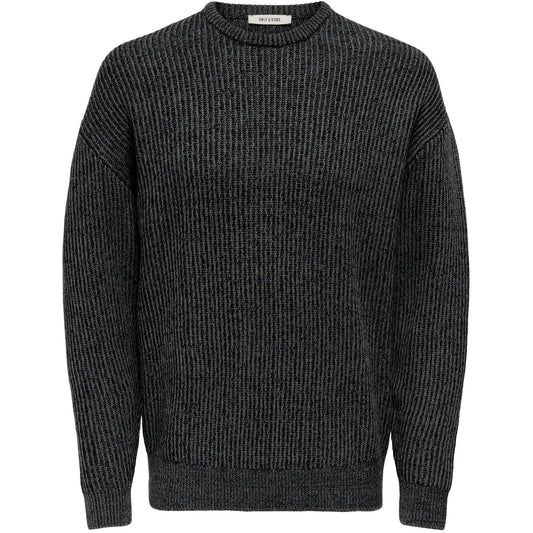 Camisas de manga larga para hombre Only & Sons - Onsjoe Rlx Crew Knit - Gris