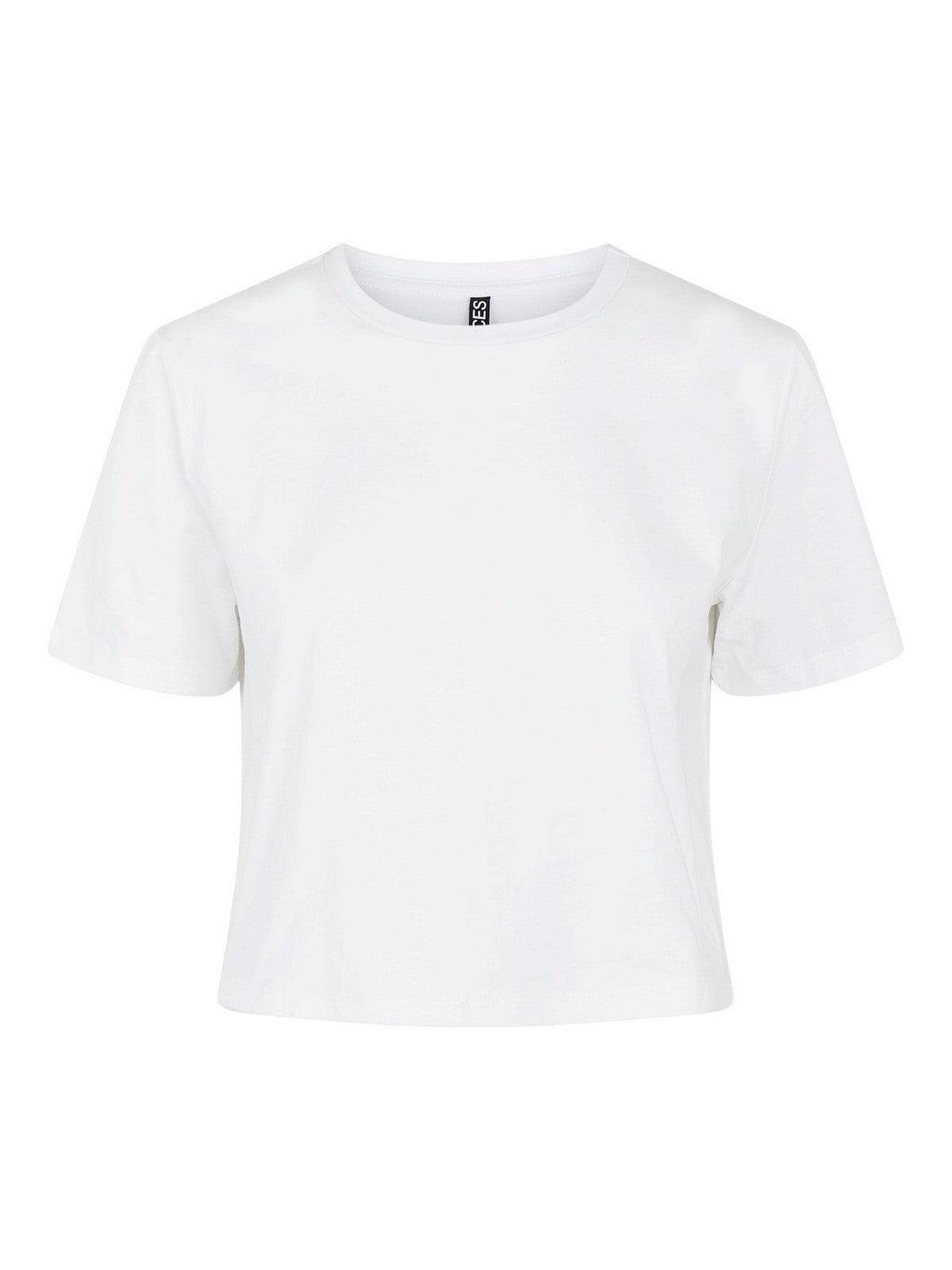 T-shirt Donna Pieces - Pcrina Ss Crop Top Noos - Bianco