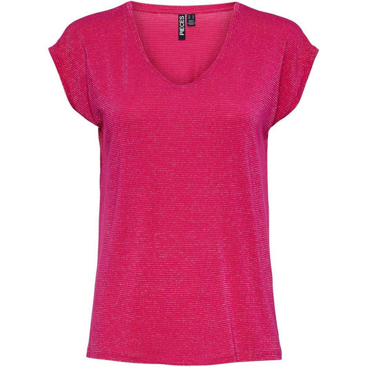 T-shirt Donna Pieces - Pcbillo Tee Lurex Stripes Noos - Viola