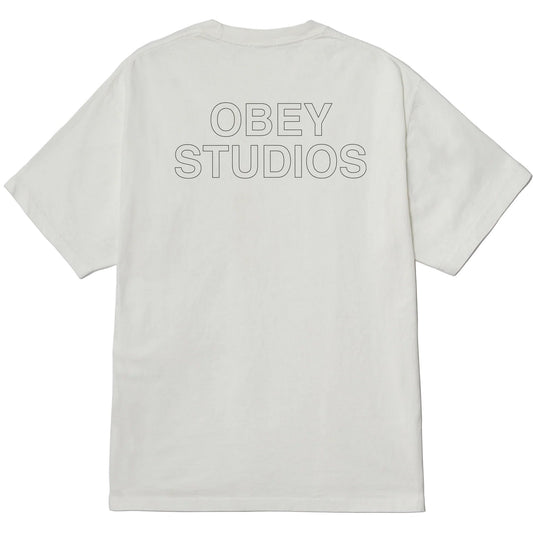 T-shirt Uomo Obey - Obey Studios Outline Tee - Bianco