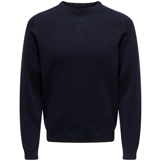 Only & Sons Herren-Kapuzenpullover – Onspin Reg 12 Solid Crew Knit – Blau