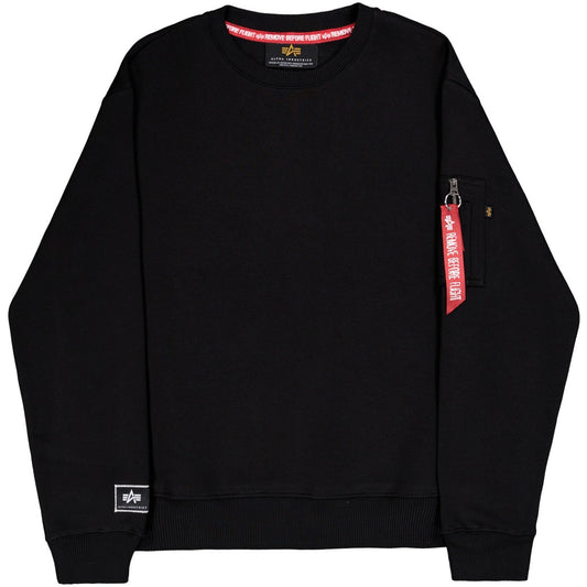 Alpha Industries Chemises à manches longues pour hommes - Label Sweater Bp - Noir