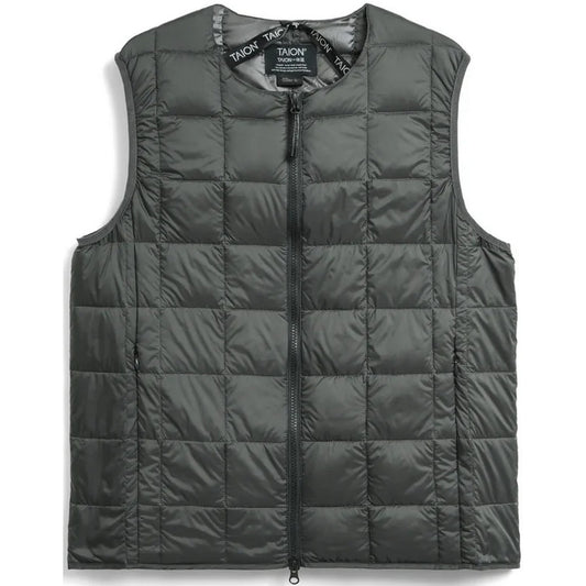 Taion Unisex Vest - Crew Neck W-Zip Down Vest - Grey