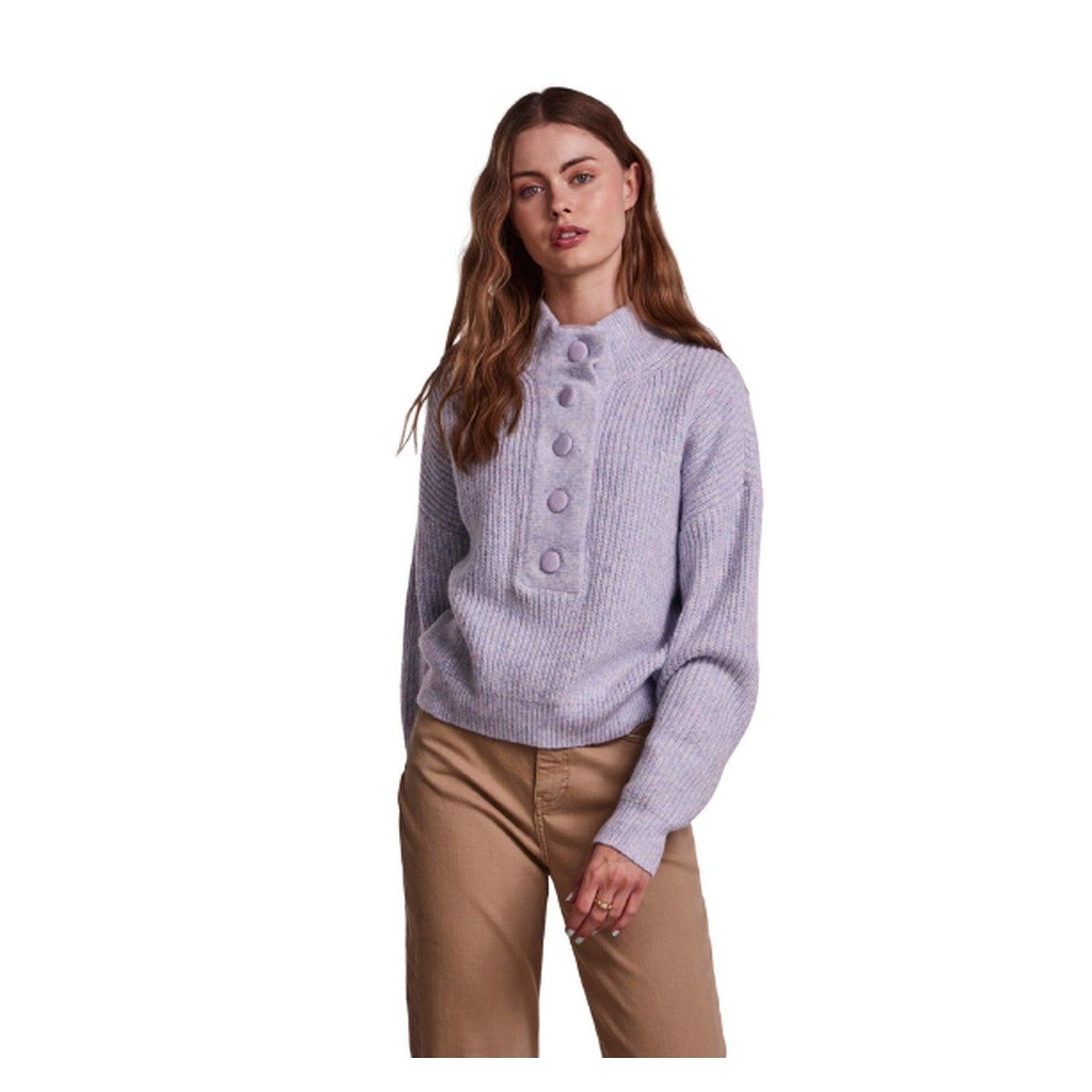 Swetry damskie - Pcayana Ls Dzianina z półplisą Bc - Jasnoniebieski