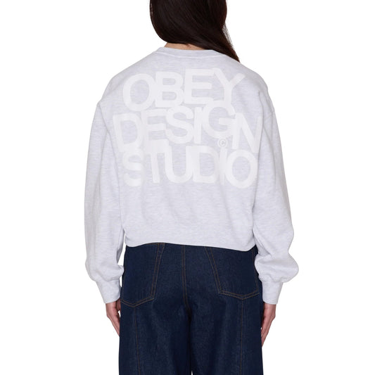 Maglie Donna Obey - Obey Design Studio Cropped Crew Fleece - Grigio