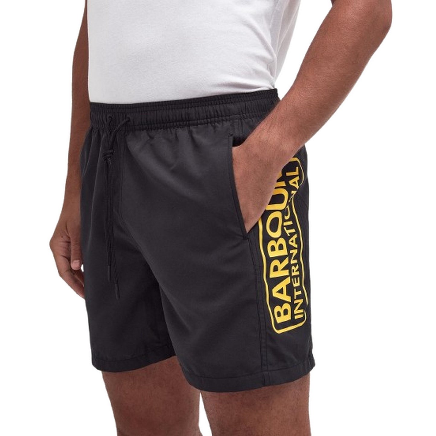 Barbour International Herren-Shorts und Badehosen – Badeshorts mit großem Logo – Schwarz