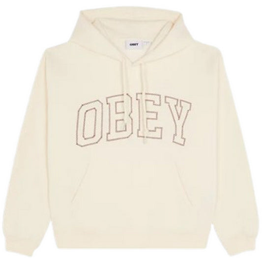 Bluzy z kapturem unisex Obey - Polar z kapturem Collegiate ściegiem krzyżykowym - biały