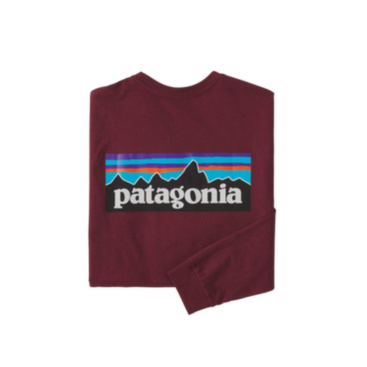 Chemises à manches longues Patagonia pour hommes - M's L/S P6 Logo ResponsibiliTee - Bordeaux