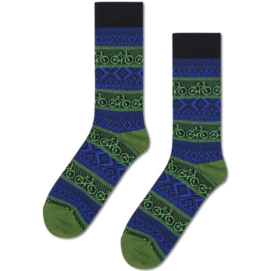 Skarpety unisex Happy - Skarpetki rowerowe żakardowe - Czarne