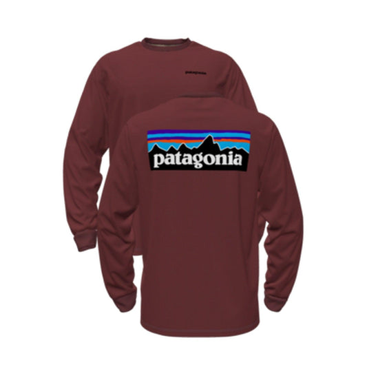 Chemises à manches longues Patagonia pour hommes - M's L/S P6 Logo ResponsibiliTee - Bordeaux