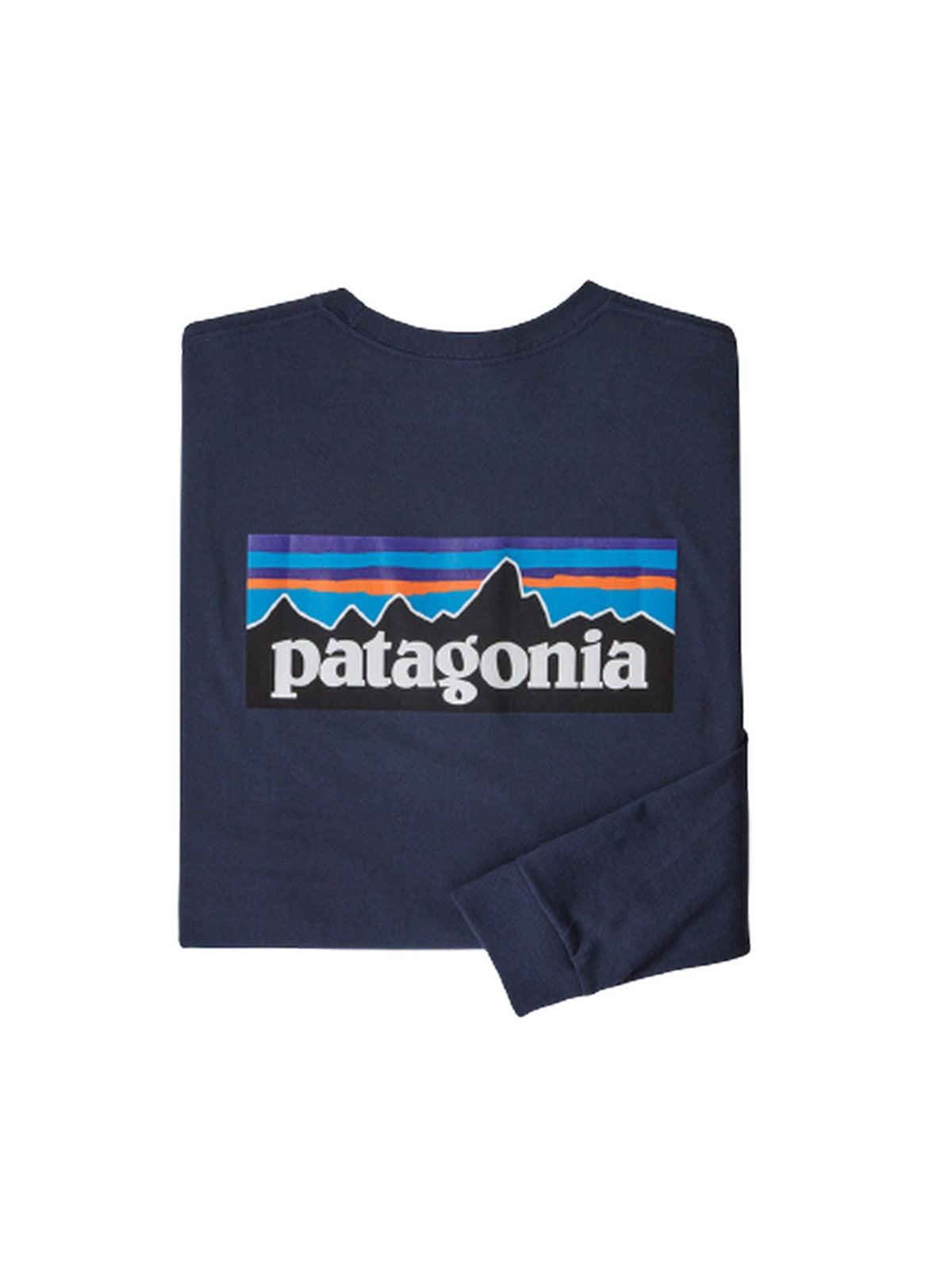 Maglie a manica lunga Uomo Patagonia - M's L/S P6 Logo ResponsibiliTee - Blu