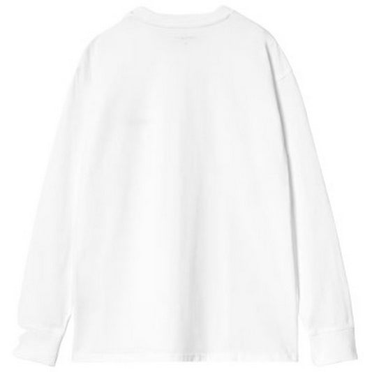 Carhartt Wip Chemises à manches longues pour hommes - T-shirt L/S American Script - Blanc