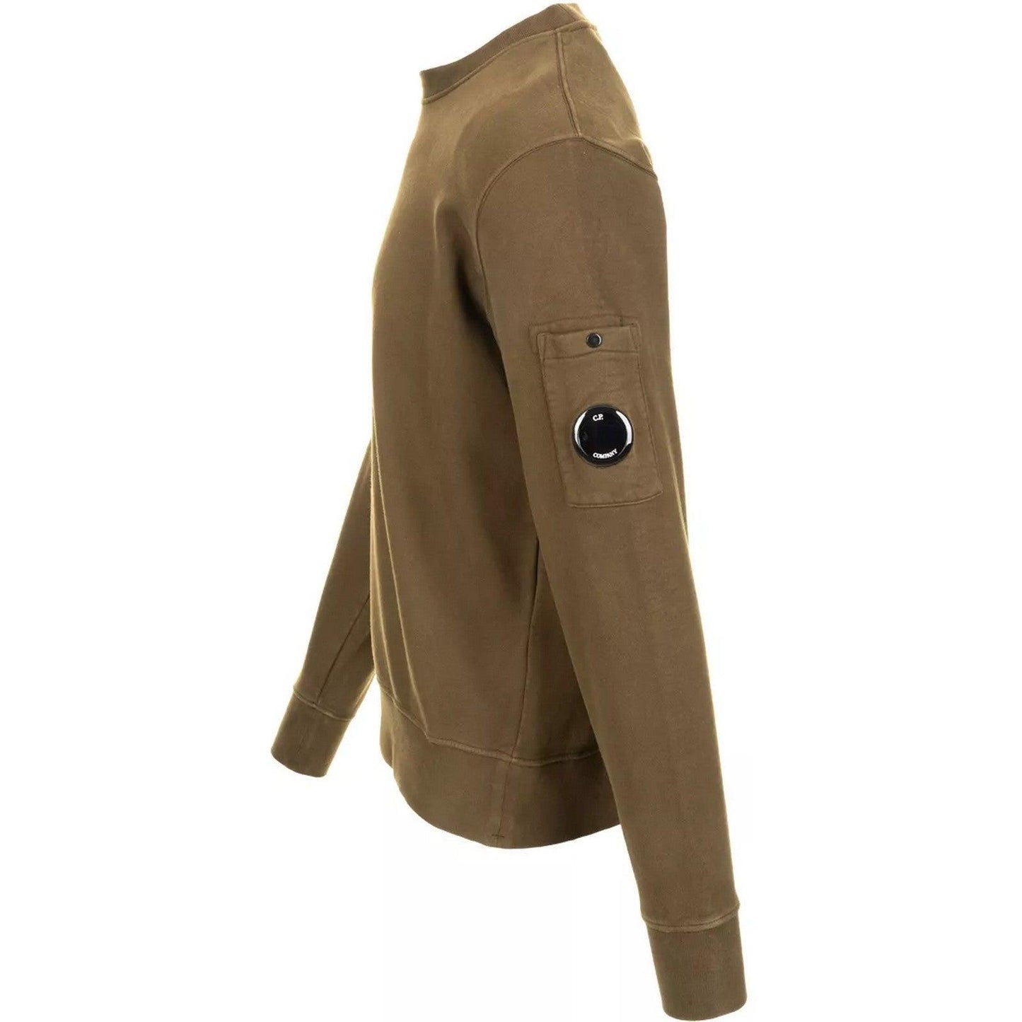 Felpe senza cappuccio Uomo C.P. Company - Brushed & Emerized Diagonal Fleece Lens Sweatshirt - Verde