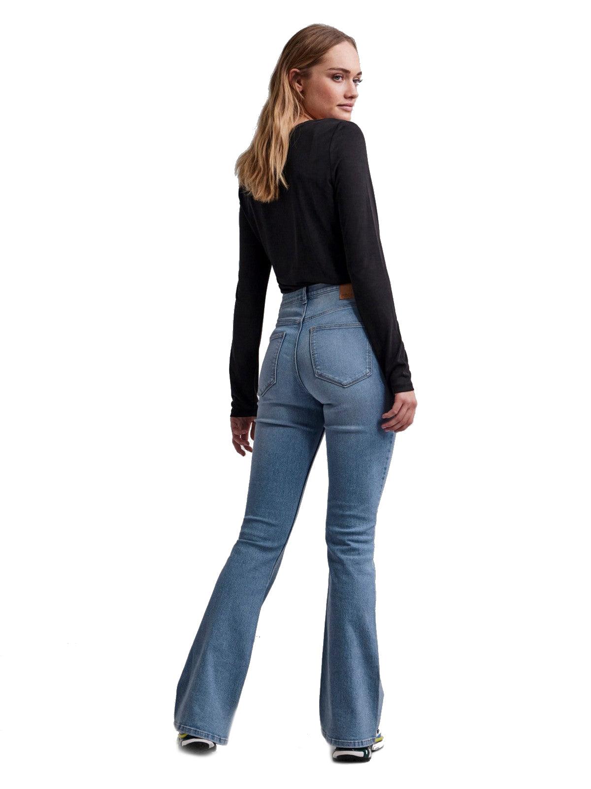 Jeans Donna Pieces - Pcpeggy Flared Hw Jeans Lb Noos - Celeste