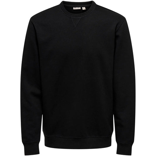 Only & Sons Herren-Kapuzenpullover – Onsdavid Reg Crew Sweat – Schwarz