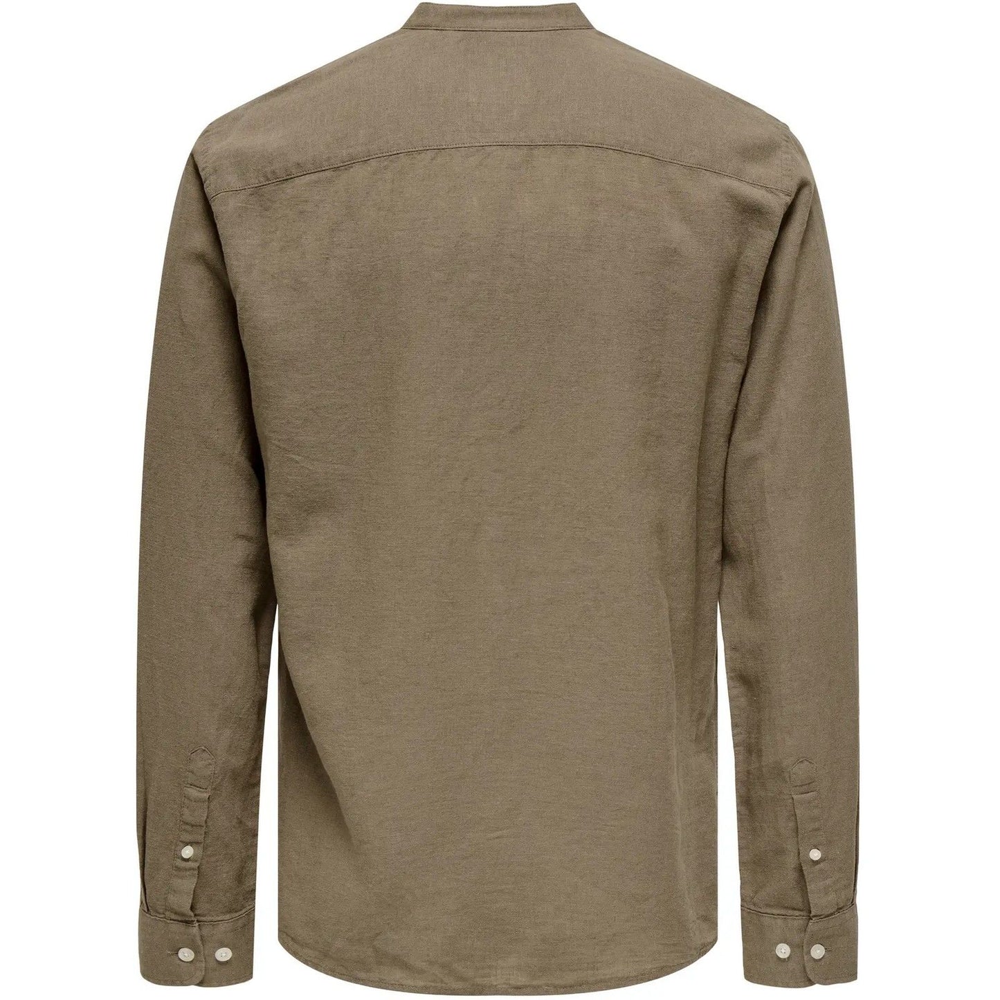 Camicie casual Uomo Only & Sons - Onscaiden Ls Solid Linen Mao Shirt Noos - Marrone