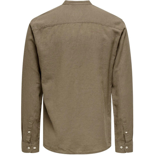 Freizeithemden für Herren Only & Sons - Onscaiden Ls Solid Linen Mao Shirt Noos - Braun