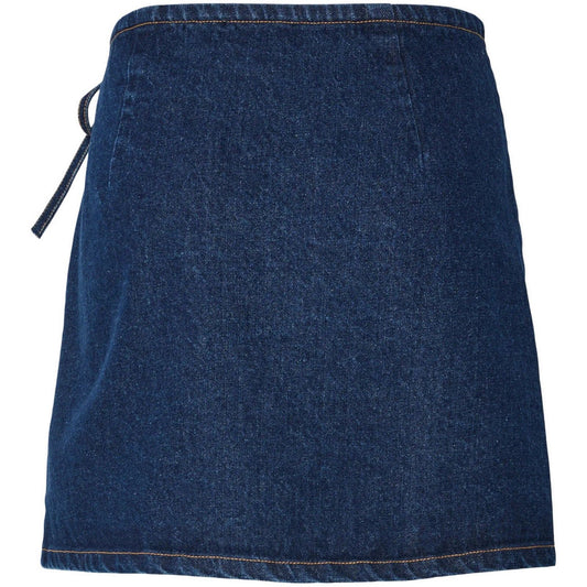 Gonne casual Donna Pieces - Pcflora Mw Wrap Denim Skirt Noos - Blu