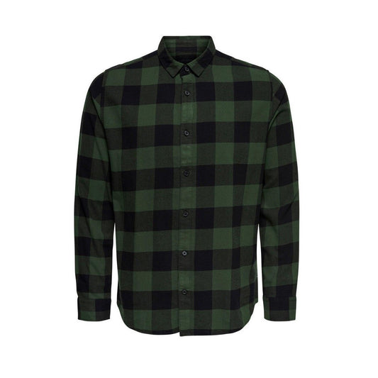Only & Sons Freizeithemden für Herren – Gudmund Life Ls Checked Shirt Noos – Grün