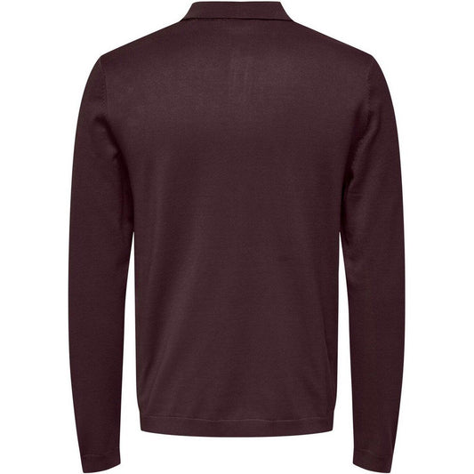 Only & Sons Chemises pour hommes - Onswyler Life Reg 14 Ls Polo Knit - Bordeaux